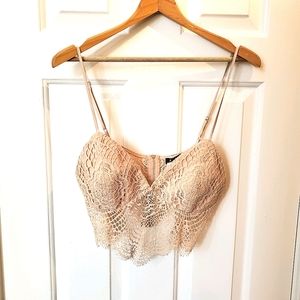 Bardot Lace Spaghetti Strap Deep V Crop Top